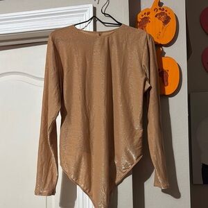 Elegant Tan Long Sleeve Women's Top